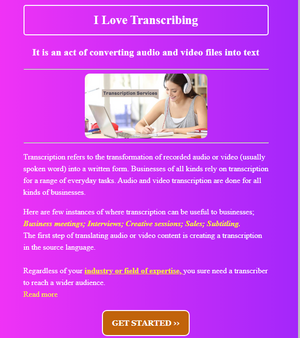 Transcription landing page